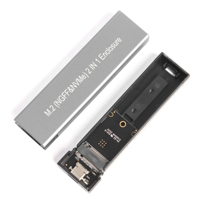 

2021 М. 2 SSD HDD корпус USB3.1 10 Гбит/с M.2 NGFF SATA + NVME PCIE футляр для внешнего жесткого диска Поддержка 2 ТБ Мобильный Внешний для ПК с ОС Windows
