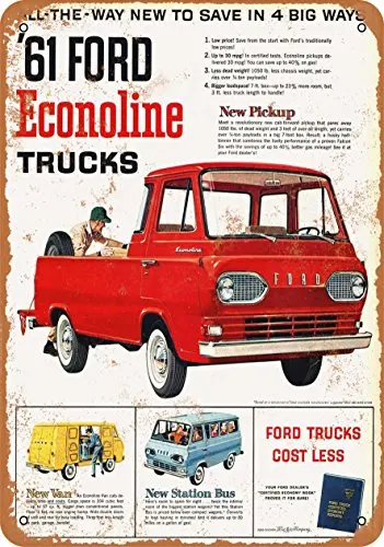 Металлический знак 1961 грузовики Ford Econoline-винтажный Настенный декор для кафе пива