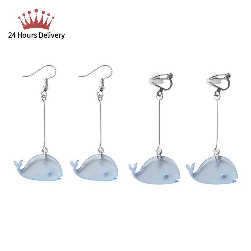 Милые прозрачные акриловые серьги подвески в японском стиле с дельфином милые