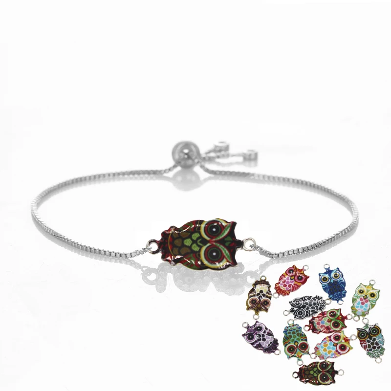 Эмалевый браслет с изображением совы ювелирные изделия красный веревочный на