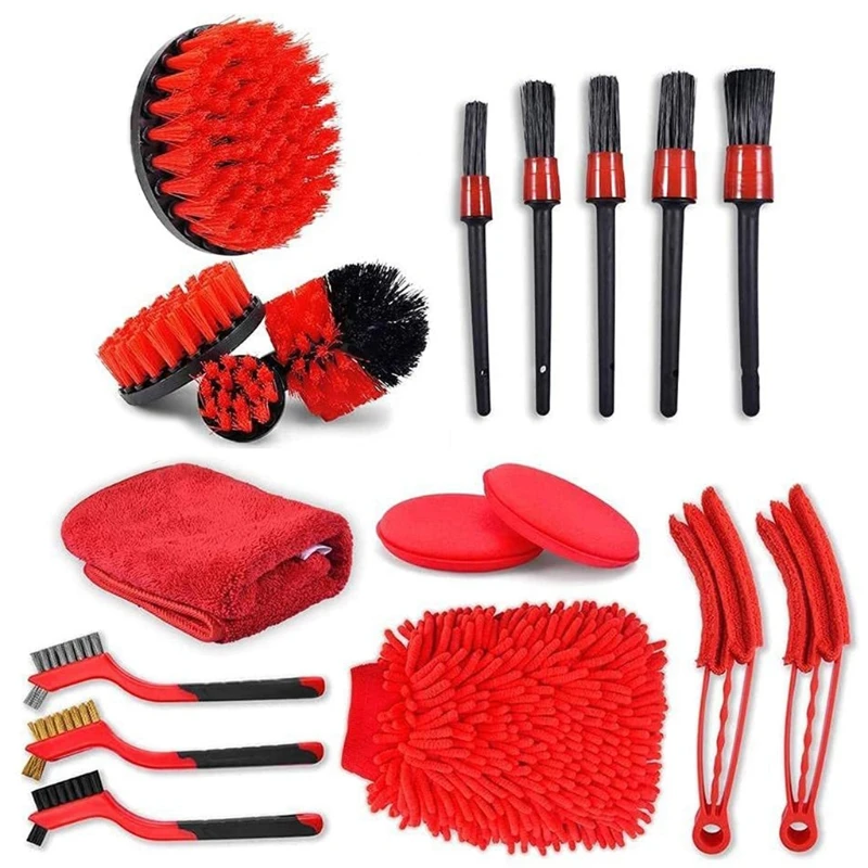 

18Pcs Car Detailing Brushes Interior Exterior Cleaning Brush Electric Drill Brush for Cleaning Wheels Dashboard