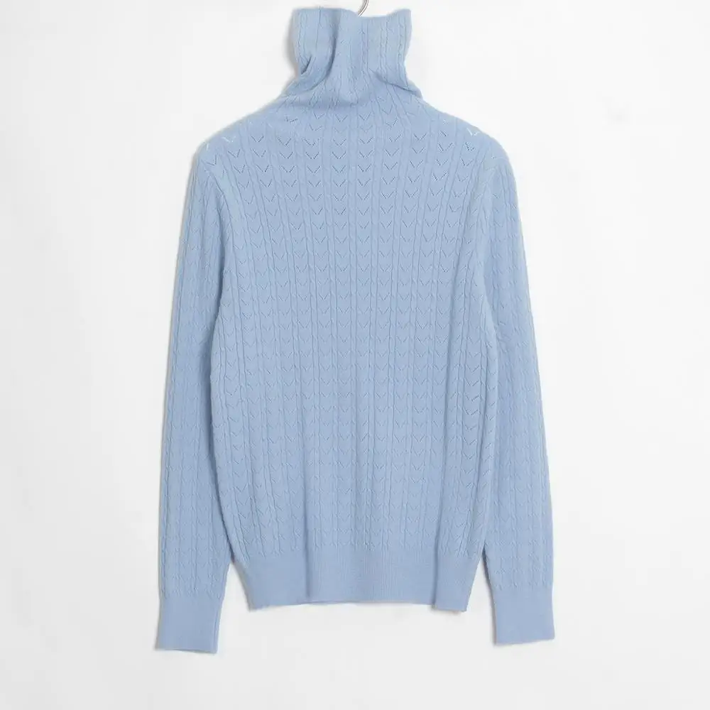 Женский свитер с высоким воротом Wixra вязаный Однотонный длинным рукавом