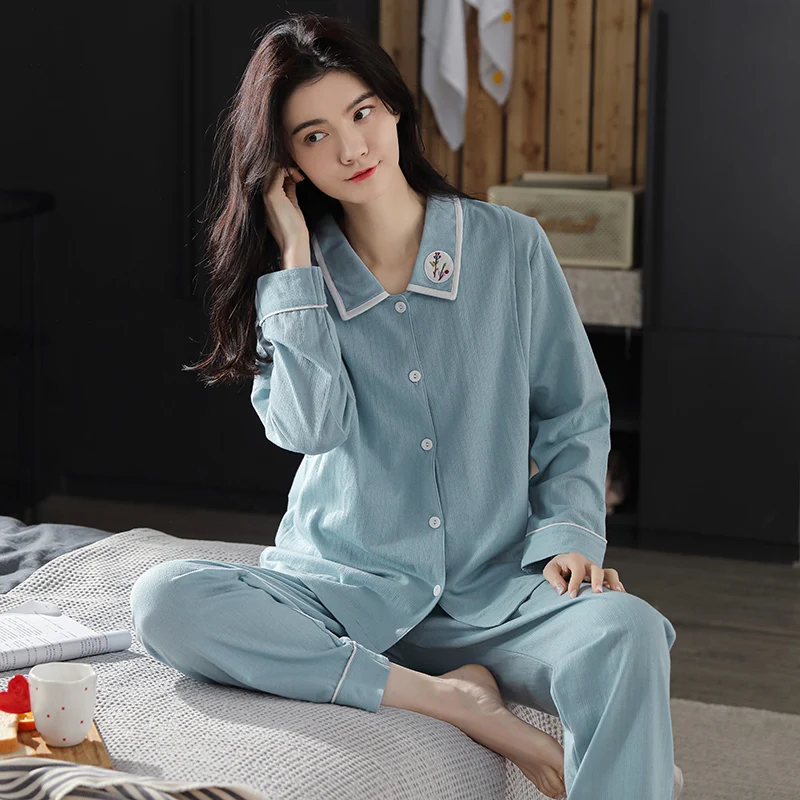 

7552# Summer Thin 100% Guaze Cotton Maternity Nursing Sleepwear Sets Pajamas Suits for Pregnancy Women Home Lounge Sleep Wear