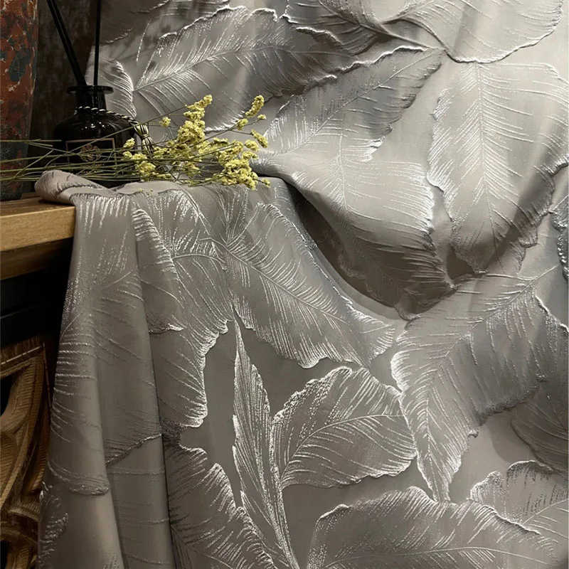 Американский светильник роскошные серые рельефные шторы с вышивкой в виде