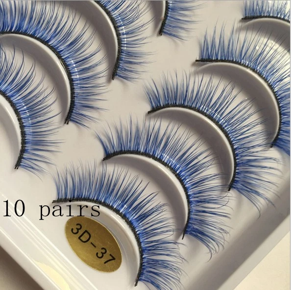 NEW 10 Pairs 3D Natural False Eyelashes Blue Makeup Eye Lashes Doll Fake Extension |
