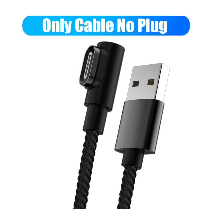 Магнитный кабель 90 градусов usb c Micro usb type C кабель для быстрой зарядки l-линия Micro usb type-C магнитное зарядное устройство для iphone X xiaomi - Цвет: Only Black Cable