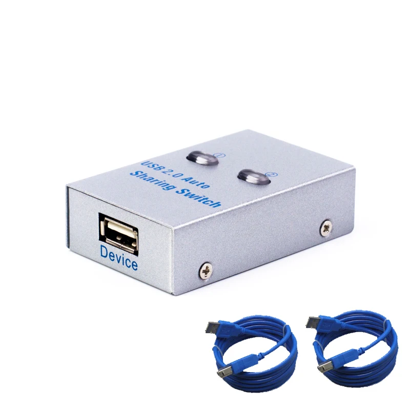 Interruptor automático USB con 2 puertos, convertidor divisor para 2 PC, compartir periféricos usb, impresora para oficina y hogar, concentrador USB 2,0