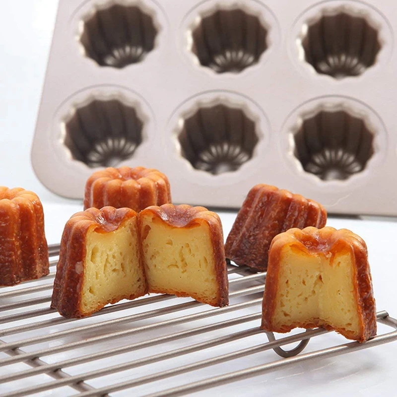 

12 Cavities Muffin Pan for Oven Baking Mini Bordelais Fluted Cakes Cake Nonstick Canele Molds Baking Pans for Cupcake