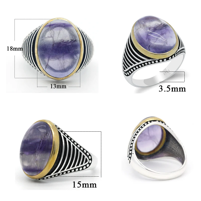 Кольцо из натурального флюорита для женщин и мужчин винтажное великолепное