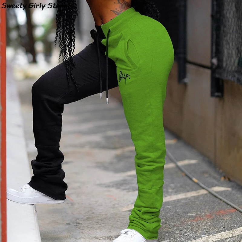 

Casual Sweatpants Women Streetwear Joggers Patchwork Colored Pants Embroidery High Waist Pants Fashion Trousers Street Tracksuit