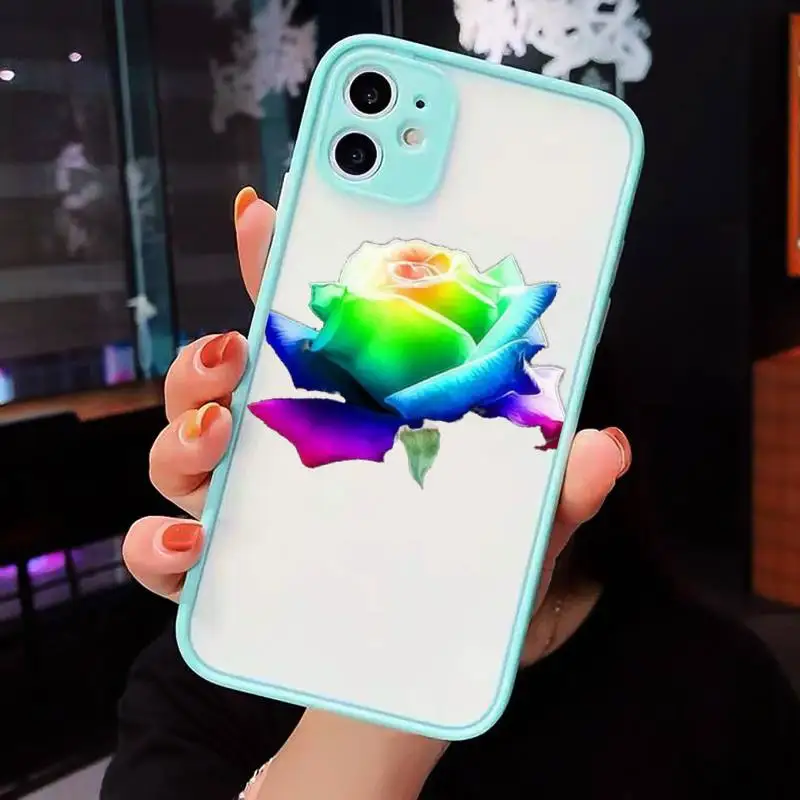 

Beautiful colorful roses Phone Cases Matte Transparent for iPhone 7 8 11 12 s mini pro X XS XR MAX Plus cover funda