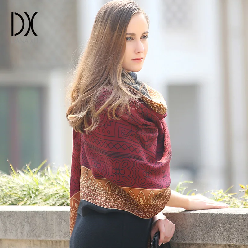 

2021 European Autumn Winter Women Fashion Blanket Scarf Female Cashmere Pashmina Wool Scarf Shawl Warm Thick Scarves Cape Wraps