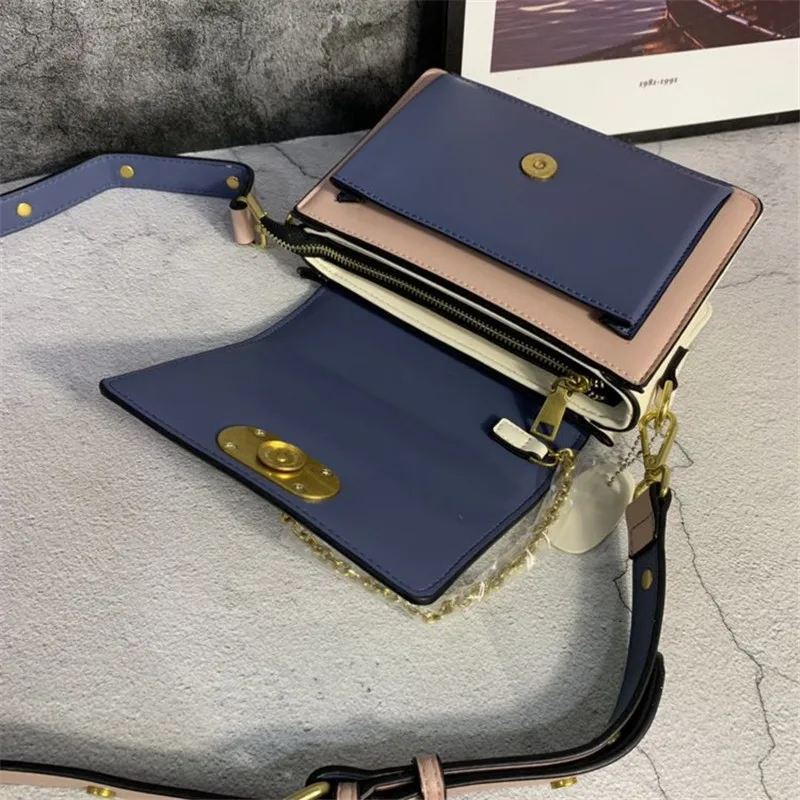 

2020 New Unique Design Lock Panelled Shoulder Messenger Bags Fashion Women Purse and Handbags High Quality Small Square Bags