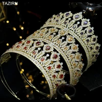 vintage royal queentiaras crowns cubic zirconia big large luxury cz saudi arabia round hair jewelry accessories