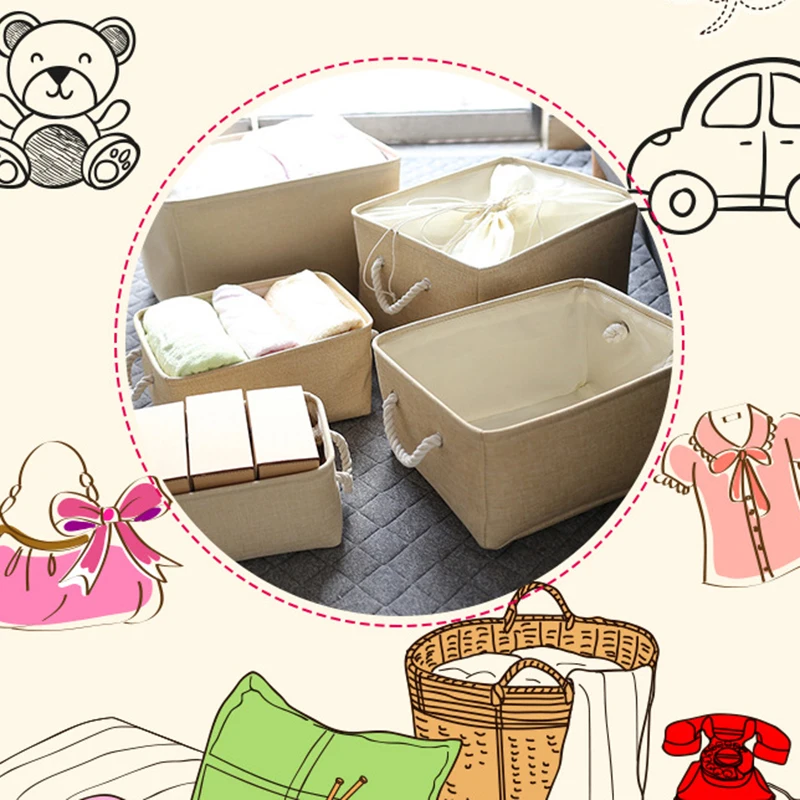 Складная корзина для хранения из хлопка и льна в скандинавском стиле белья