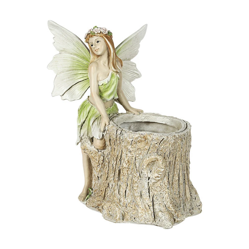 

Fairy Statue with Flower Pot Resin Craft Garden Ornament Landscaping Yard Decoration Perfect Holiday Birthday Gift FP8