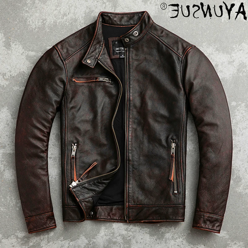 

Кожаная мужская куртка, кожаные джинсы, ретро, hunter, осень, lxr327