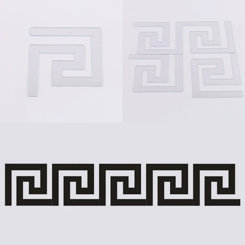 3D Acrylic Mirror Wall Stickers Geometric Greek Key Pattern DIY Art Decor Applique 10 Pieces | Дом и сад