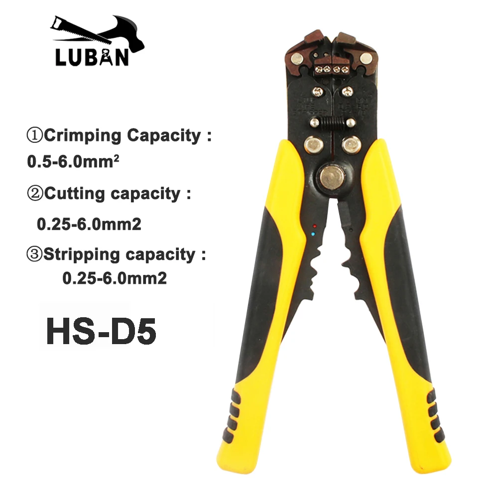 ЛЮБАНЬ HS-D1 AWG24-10(0.2-6.0mm2) дизайн Многофункциональные автоматические плоскогубцы для зачистки Кабеля Для Зачистки проводов Обжимной инструмент Для Резки - Цвет: HS-D5 Yellow