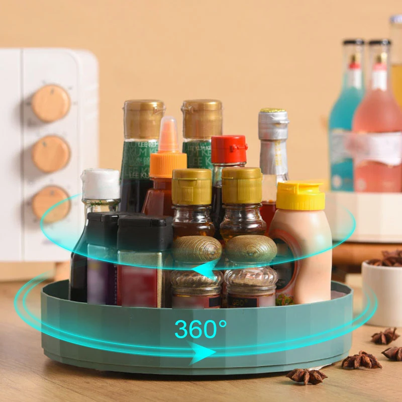 

360 Rotating Storage Tray Multi Purpose Kitchen Storage Shelf Seasoning Organizer Shelf Oilproof Non-Slip Tray Kitchen Tools