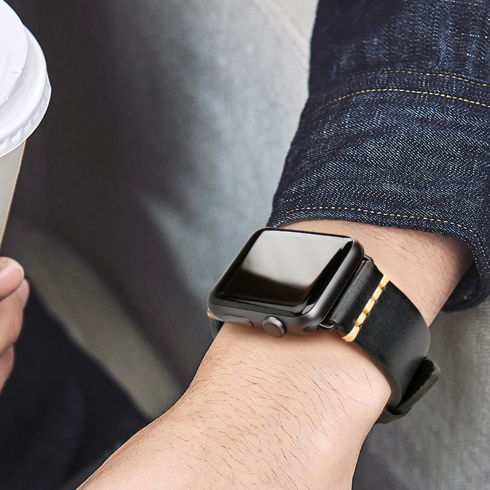 Handmade Leather Strap Watch Band For Apple Watch 45mm 41mm 44mm 42mm 40mm Series 7 6 SE 5 4 3 iWatch Bracelet