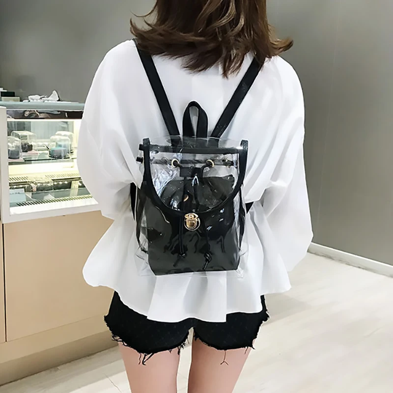 Летний Прозрачный женский рюкзак желеобразный школьный повседневные школьные
