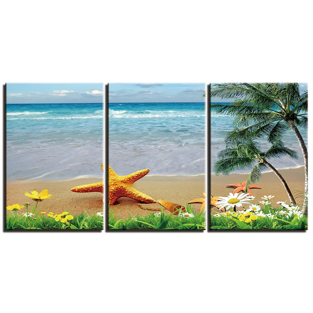

3 Pieces Modern Canvas Wall Art Beach Scenery Pictures HD Printed Painting Poster for Living Room Modern Artwork Home Decor