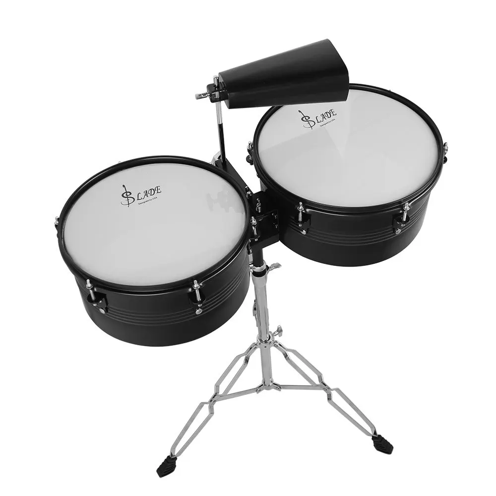 as picture Высокое качество 1" и 14" Timbales барабанный набор с премиум стальной колокольчик пара барабанных палочек и держатель колокольчика - Цвет: as picture