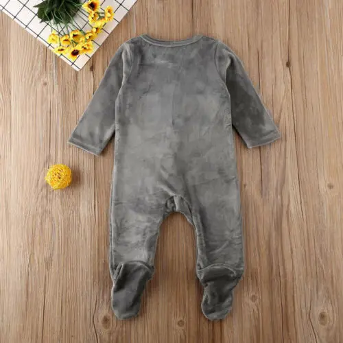 

Newborn Infant Baby Girl Boy Romper Velvet Solid Long Sleeve Single Breasted Spring Autumn One Piece Jumpsuit Outfits 0-18M