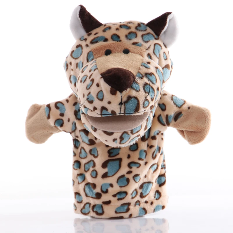 

1pc 25cm Leopard Hand Puppet Plush Toys Baby Educational Animal Hand Puppet Cartoon Pretend Telling Story Doll for Kids Gifts