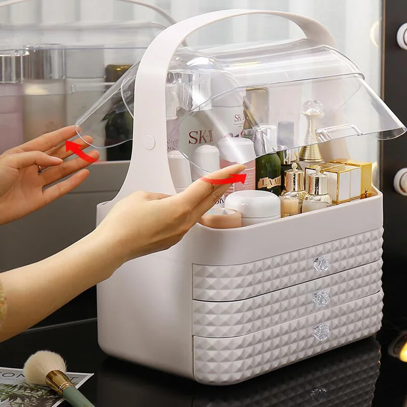 Прозрачный контейнер для хранения косметики портативный средств по уходу за