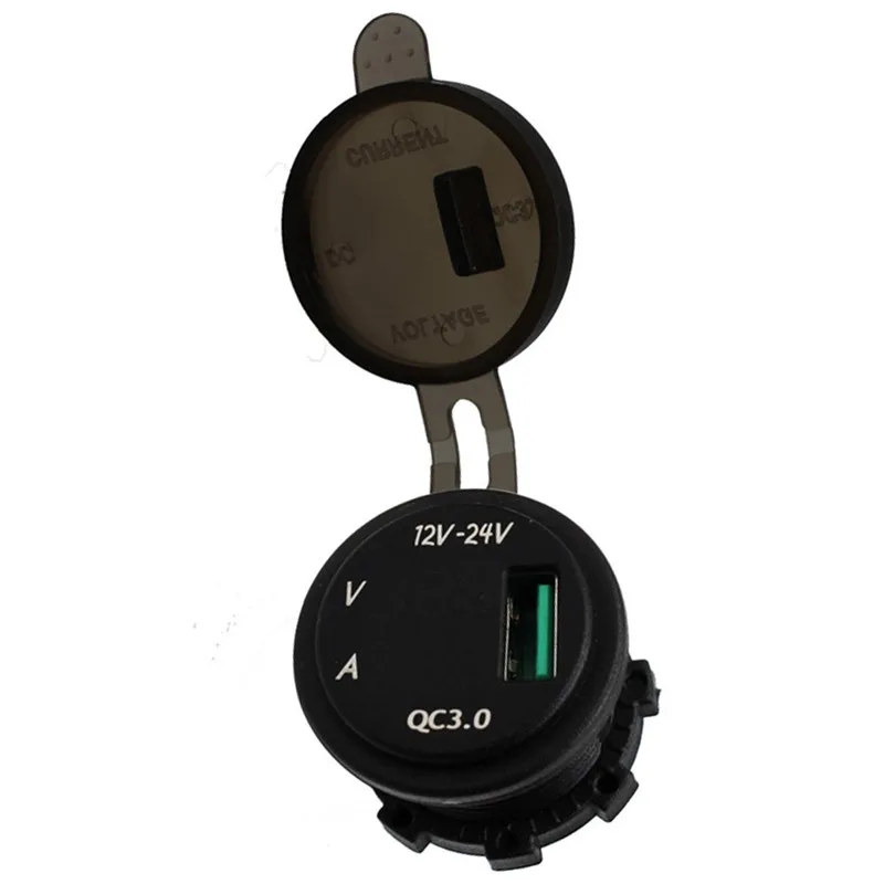 Автомобильное зарядное устройство Chenes Green QC3.0 USB с амперметром и вольтметром для