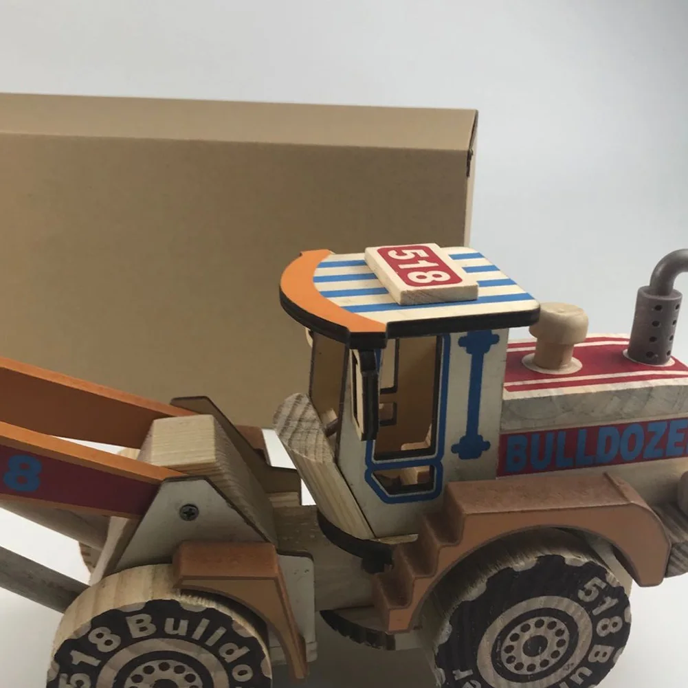 

Kids Wooden Large Bulldozer Model Childrens Engineering Color Excavator Ornaments Educatinal Vehicle Model Adults Boy Toys
