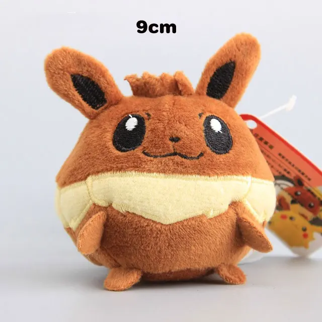 Eevee 9cm 9 см Аниме Пикачу плюшевые игрушки кукла Peluche Kawaii Прекрасный Squirtle Charmander Eevee мягкие игрушки брелок кулон для женщин детский подарок - Цвет: Eevee 9cm