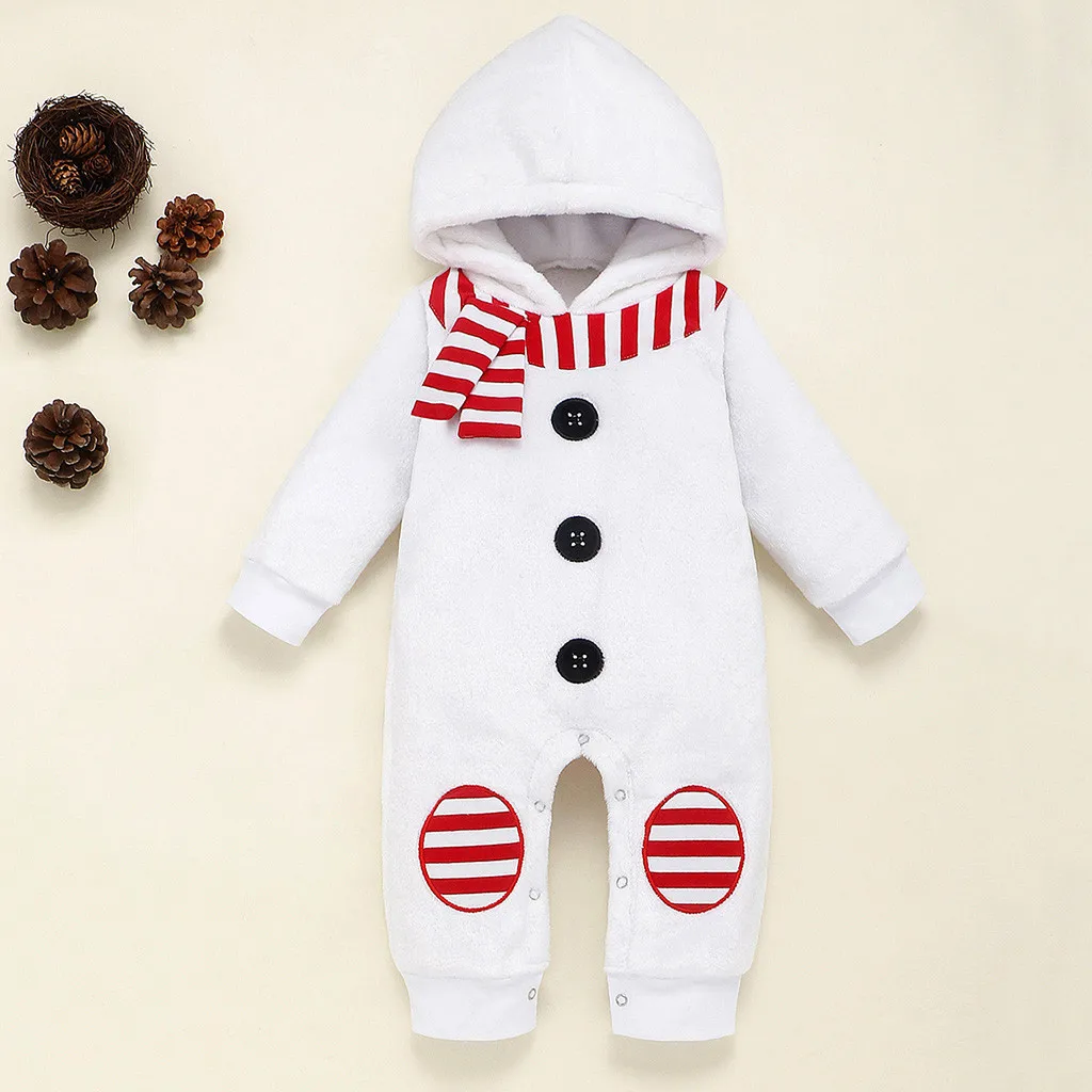 Рождественский комбинезон для новорожденных мальчиков и девочек флисовый