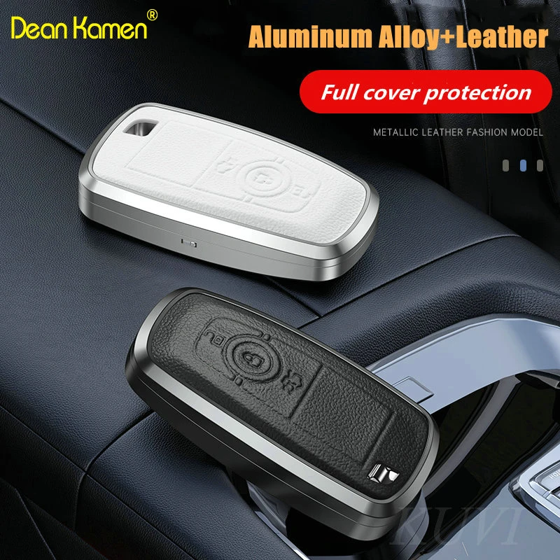 

Alloy Leather Car Remote Key Case Cover Holder For Ford Fusion Mustang Explorer F-150 F-250 F-350 2017 2018 Auto Accessories