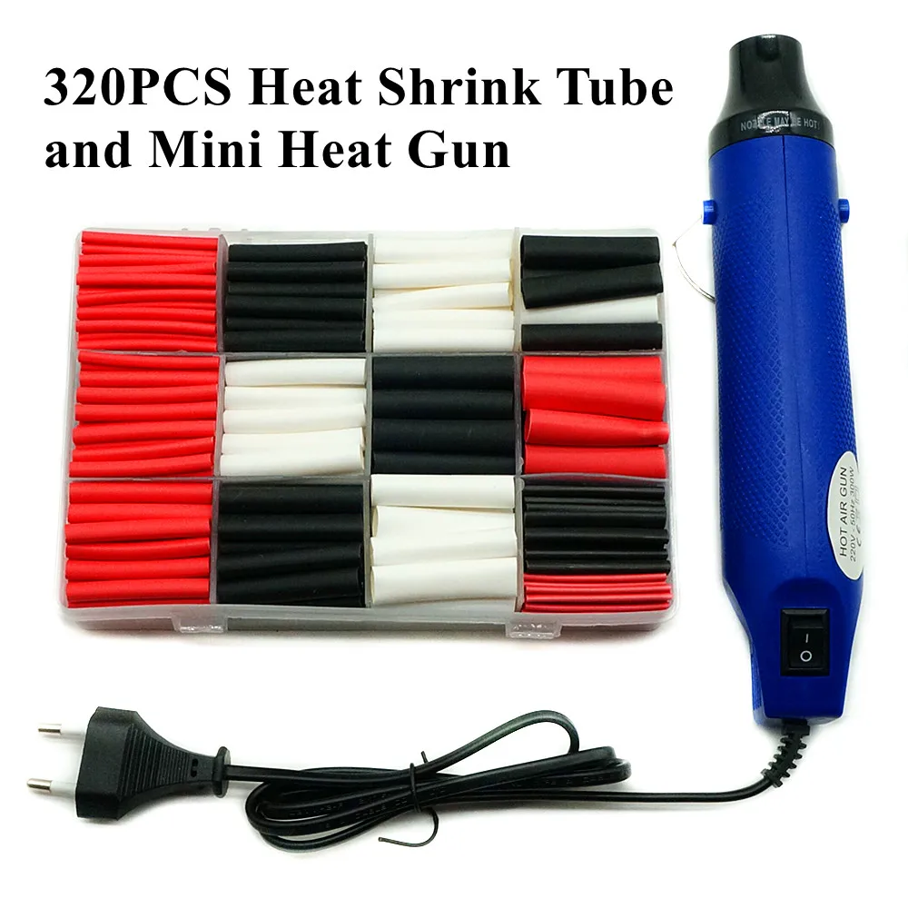 

Hot Air Gun and 320PCS Polyolefin Heat Shrink Tube Assorted Insulation Shrinkable Tube 3:1 Wire Cable Sleeve Kit