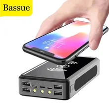 50000mAh Solar Wireless Power Bank Portable Phone Fast Charging External Charger 4 USB PoverBank LED Light for Iphone Xiaomi Mi