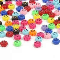 100pcslot 10x6mm mixed flower acrylic beads smiling face loose spacer beads for jewelry making handmade diy bracelet necklace