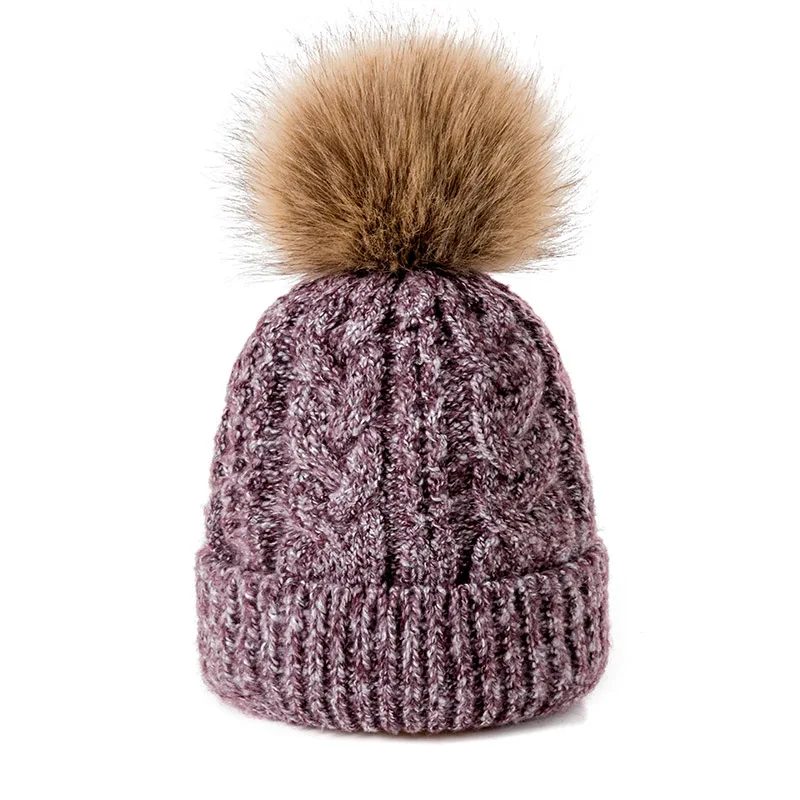 b New Women's Hat For Women Winter Warm Knit Solid Color Wool Cap Warm Women's Skullies Beanies Hat Knitted Hats Casual Cap - Цвет: b