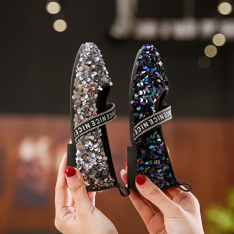 B & G/Танцевальная обувь принцессы для девочек Детская с блестками Летняя кожаная