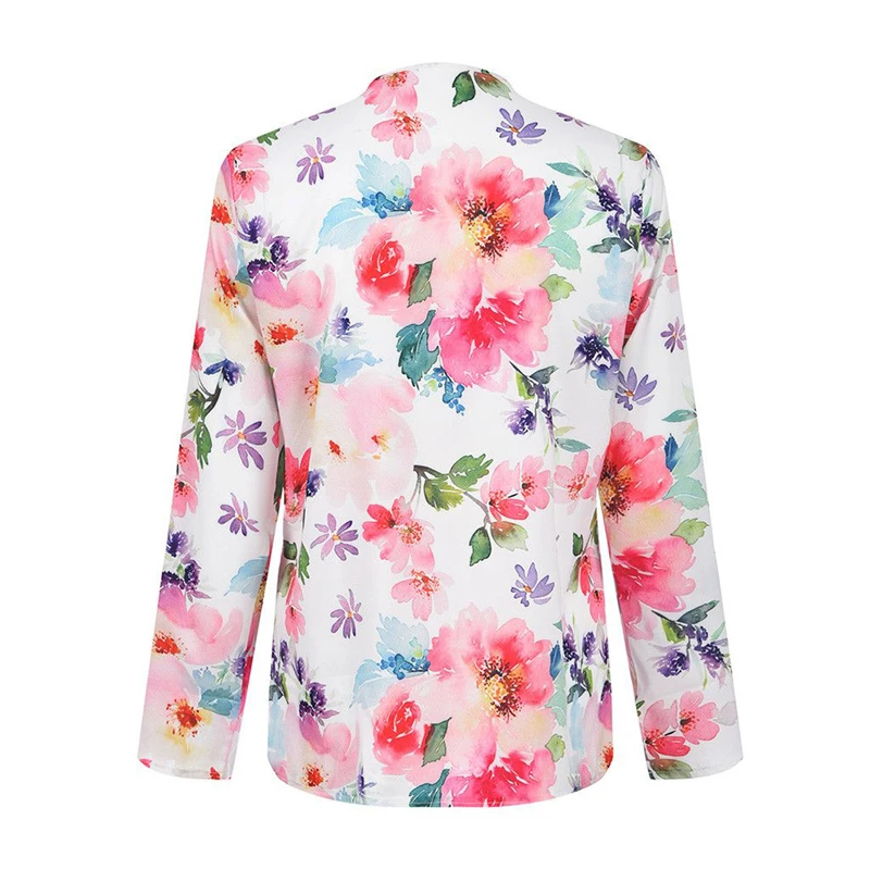 

LIBERJOG Zipper Spring Womens Blouses Sexy V-Neck Floral Print Long Sleeve Shirts Female Ladies Casual Tops Multi-size S-5XL