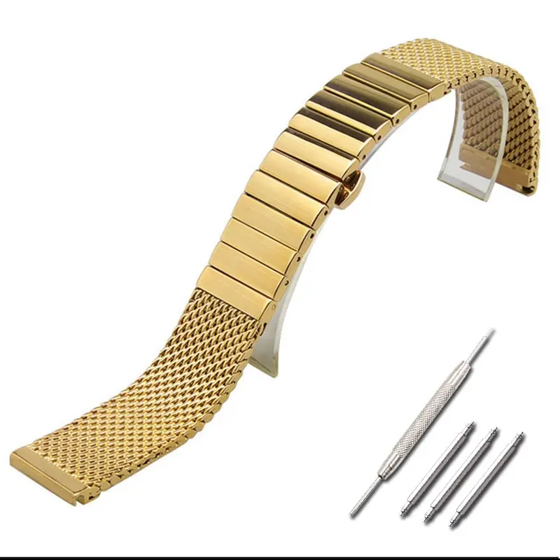 

Watch accessories steel strap men for DW Nice mesh with stainless steel solid strap butterfly buckle 18mm20mm22mm24mm watch band