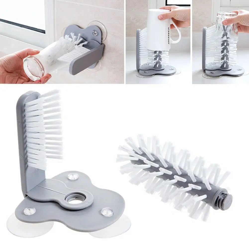 

1PC Cup Borstel Keuken Draaiende Water Kopje Thee Cup Gereedschap Lui Creative Thuis Zuig Tool Glas Muur Cleaning Borstel N X8T2