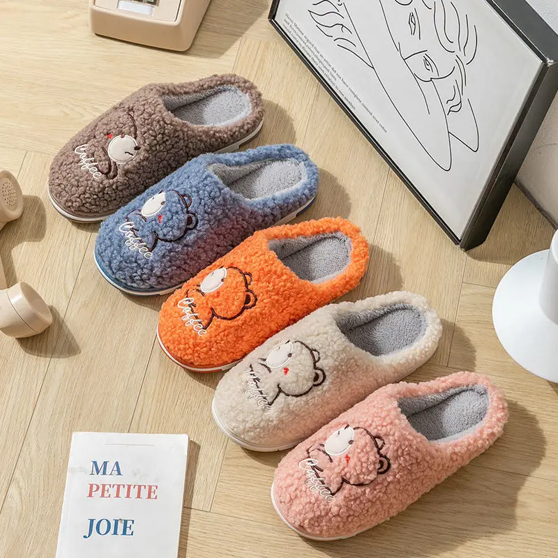 

2021 New Winter Couple Cotton Slippers Home Interior Cute Autumn and Winter Fur Slippers Shoes Women Furry Slippers for Women