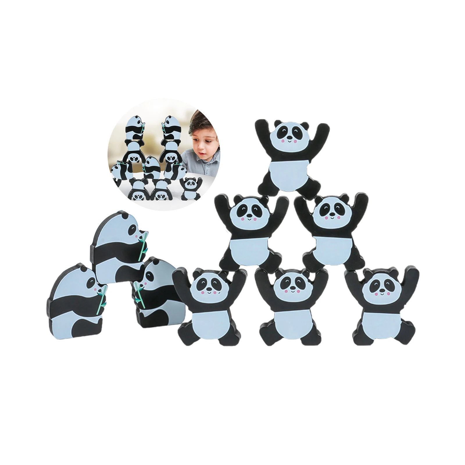 

Деревянные блоки Монтессори, панда, балансировка, строительные блоки, «сделай сам», штабелирование, нефрит, деревянные игрушки, блоки, разви...