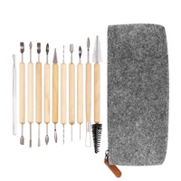 11pcs clay pottery carving tool with carrying case bag wooden handle clay pottery carving radium knife pottery carving tools