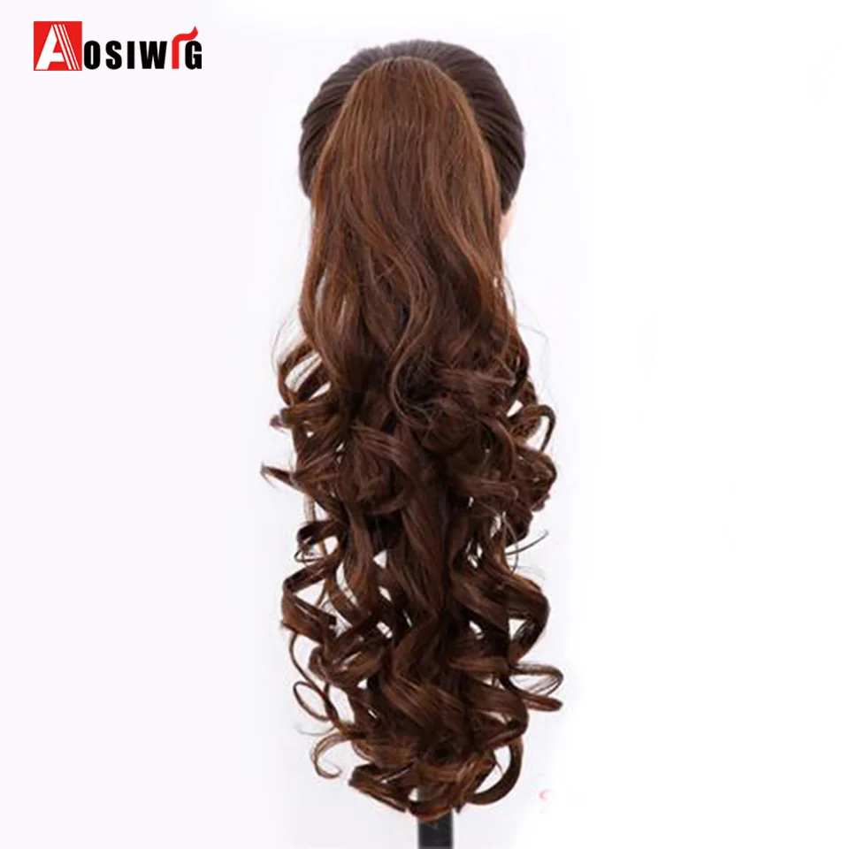 AOSIWIG 22 ''кудрявый конский хвост коготь зажим конский хвост длинный толстый конский хвост синтетические волосы кусок клип в наращивание волос для женщин