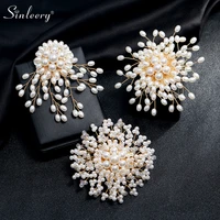 sinleery luxurious baroque flower brooches for women pins gray white pearl red vintage jewelry wedding accessories xz256 ssh