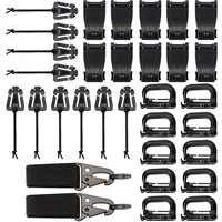 30 kits molle attachments accessory for bag tactical backpack vest belt d ring grimloc lock clip web strap strings belt keychain